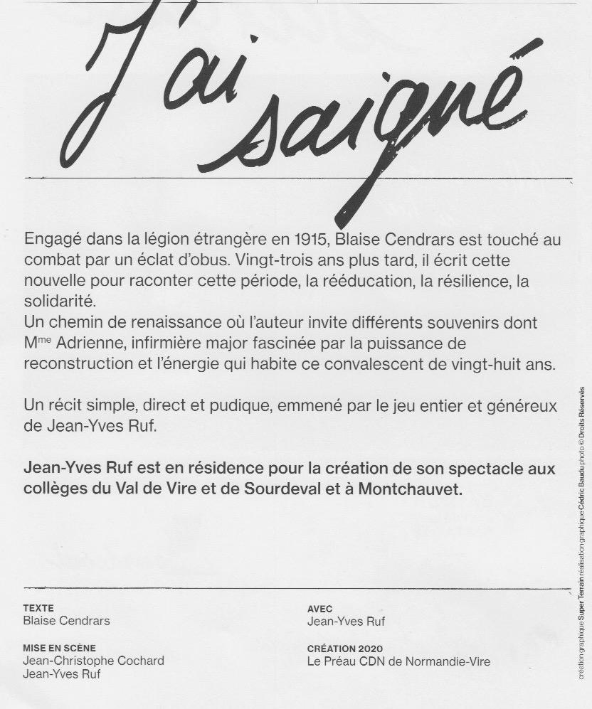 J Ai Saigne De Blaise Cendrars